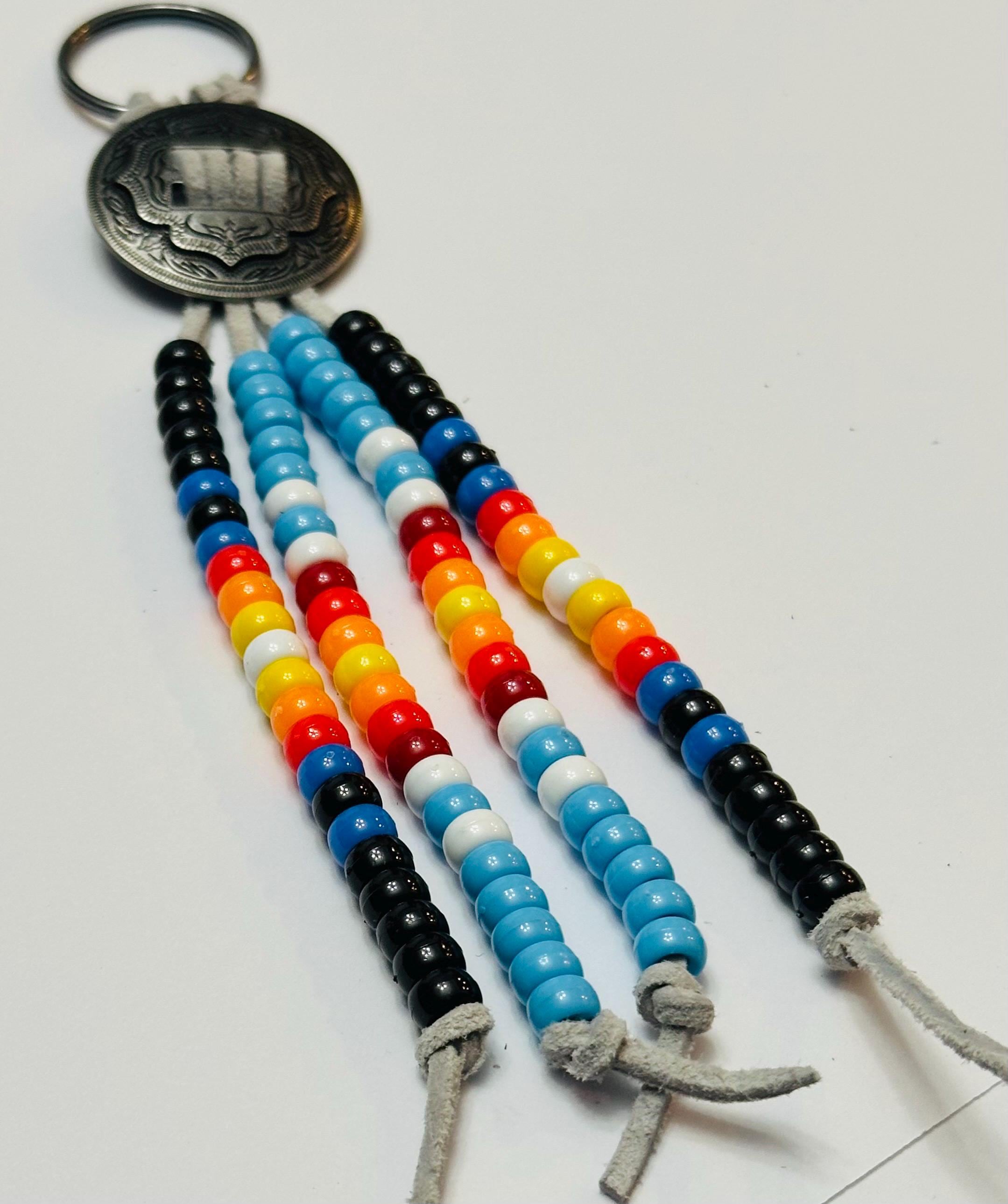 Southwest Keychain: Pony Beads, Leather Lace, Concho - Etsy
