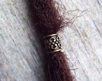 Antique Brass Patterned Dreadlock Bead