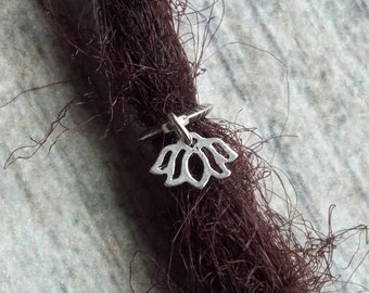 Silver Tone Tiny Lotus  Dreadlock Accessory