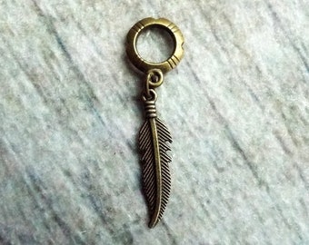 Antiqued Brass Feather Dreadlock Accessory