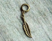 Antiqued Brass Feather Dreadlock Accessory