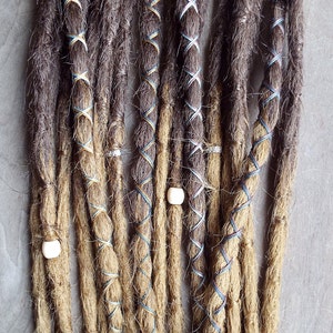 10 Custom Crocheted Dreadlock Clip In or Braid In Extensions Synthetic Hair Boho Dreads Hair Wraps & Beads Ombre image 1