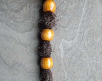 3 Small Honey Wood Dread Beads