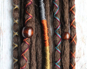 10 Custom Clip In or Braid In Dreadlock Extensions Standard Synthetic Hair Boho Dreads Hair Wraps & Beads