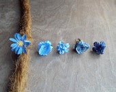 Antiqued Brass Shades of Blue Flower Dreadlock Accessory 