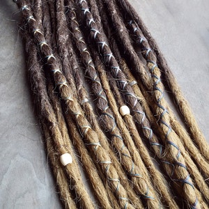10 Custom Crocheted Dreadlock Clip In or Braid In Extensions Synthetic Hair Boho Dreads Hair Wraps & Beads Ombre image 2