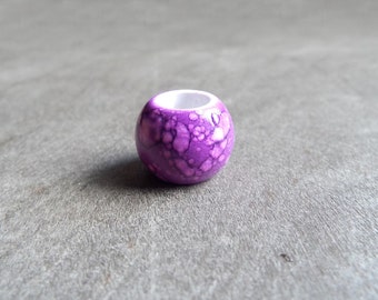 Bright Purple Splatter Resin Dread Bead