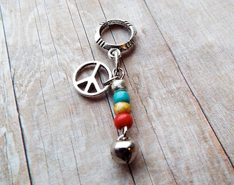 Silver Tone Peace Sign Multicolor Dreadlock Accessory