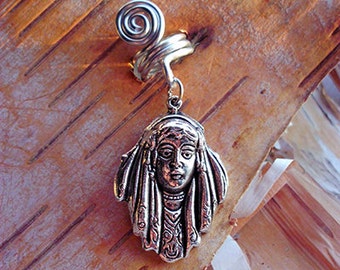 Silver Tone Native Girl Dreadlock Accessory