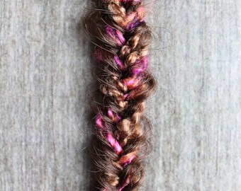 1 Clip In or Braid In Messy Fiber Fishtail Braid Extension Pick Hair Color Synthetic Hair Boho Festival Hair Extension  (Warm Brown 8)