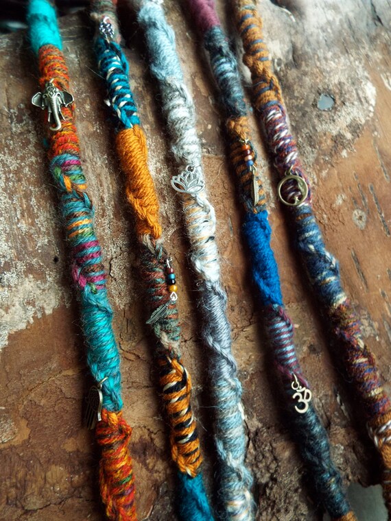 Jeweltone with Tibetan Charms Twisted Bohemian Hair Wrap Extension