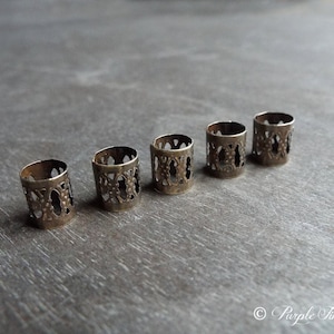 5 Antique Brass Tone Hair Cuffs Dread Charm Dreadlock Accessory Extension Accessories Dread Boho Bohemian Hippie Bead