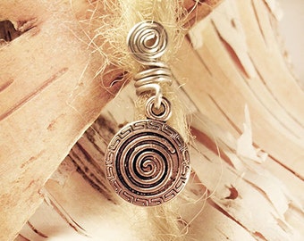 Silver Swirl Aztec Charm ADD to your DREADS Dreadlock Accessory Extension Accessories Dread Boho Bohemian Hippie Bead Dangle