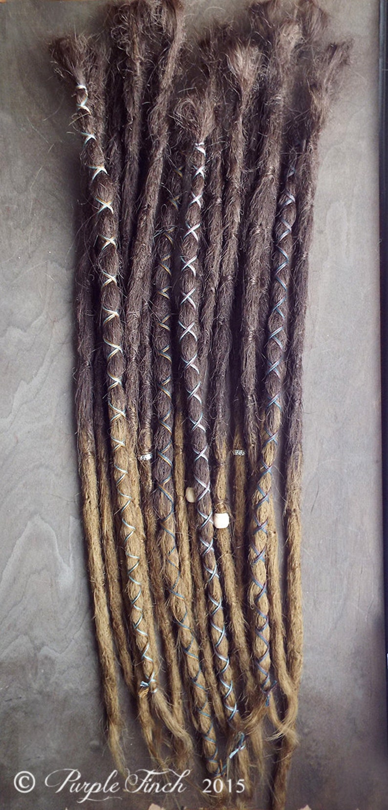 10 Custom Crocheted Dreadlock Clip In or Braid In Extensions Synthetic Hair Boho Dreads Hair Wraps & Beads Ombre image 4