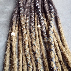 10 Custom Crocheted Dreadlock Clip In or Braid In Extensions Synthetic Hair Boho Dreads Hair Wraps & Beads Ombre image 3