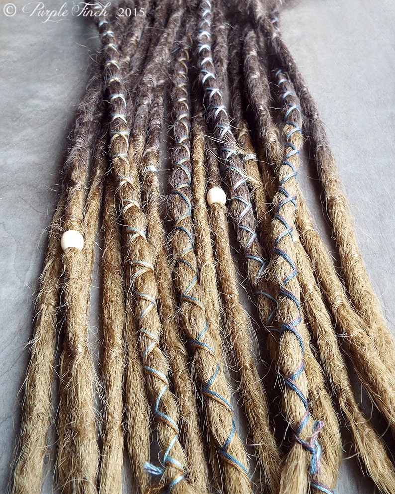 10 Custom Crocheted Dreadlock Clip In or Braid In Extensions Synthetic Hair Boho Dreads Hair Wraps & Beads Ombre image 3