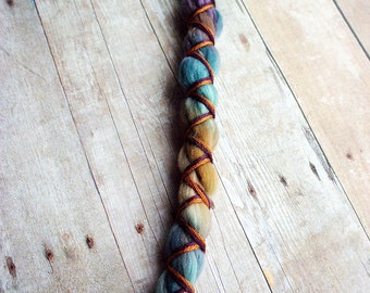 1 Vegan Clip In or Braid In Dreadlock Extension Tie Dye Nylon Boho Dreads Custom Hair Wrap