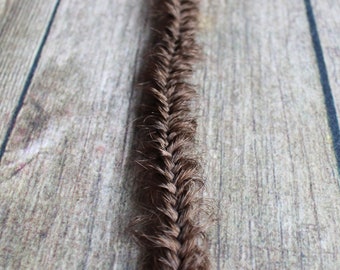 1 Clip In or Braid In Messy Fishtail Braid Extension Pick Hair Color Synthetic Hair Boho Hair Extension  (Dark Brown 6 & Light Brown 12 Mix)