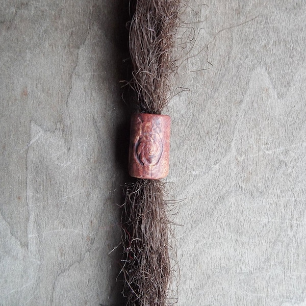 Rustic Etched Hieroglyphic Dread Bead