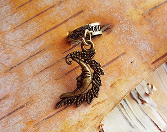 Antiqued Brass Crescent Moon Dreadlock Accessory