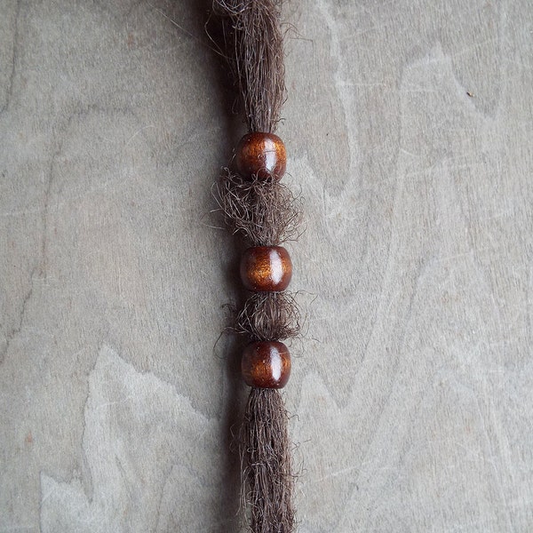 3 Small Warm Brown Wood Dread Beads