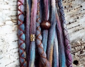 10 Custom Clip In or Braid In Dreadlock Extensions Color Mix: Dusk Boho Tie Dye Wool Synthetic Dreads Hair Wraps and Beads