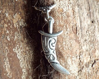 Silver Tone Carved Tooth Dreadlock Accessory