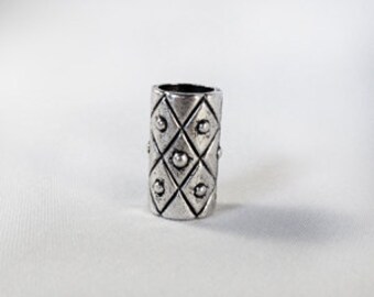 Silver Tone Diamond Harlequin Dreadlock Bead Accessory