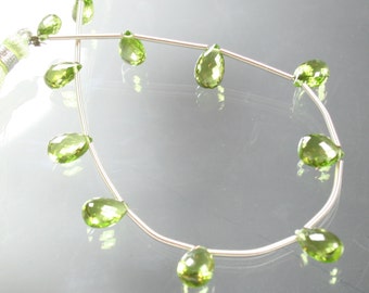 8" strand AA Peridot Faceted Pear Briolettes