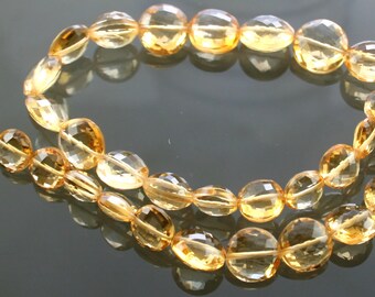 Pristine AAA Citrine Micro Faceted Coins Beads Gemstones