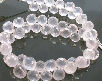AAA Rose Quartz Faceted Onion Briolettes 6mm - 7mm