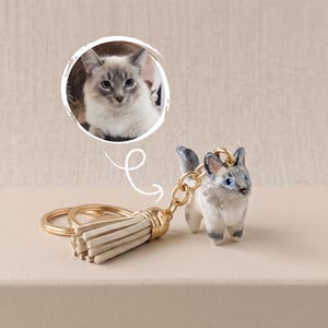 Anpassad kattnyckelring | Personlig present till husdjur och föräldrar | 3D-djurporträtt | Alla husdjur bild 2