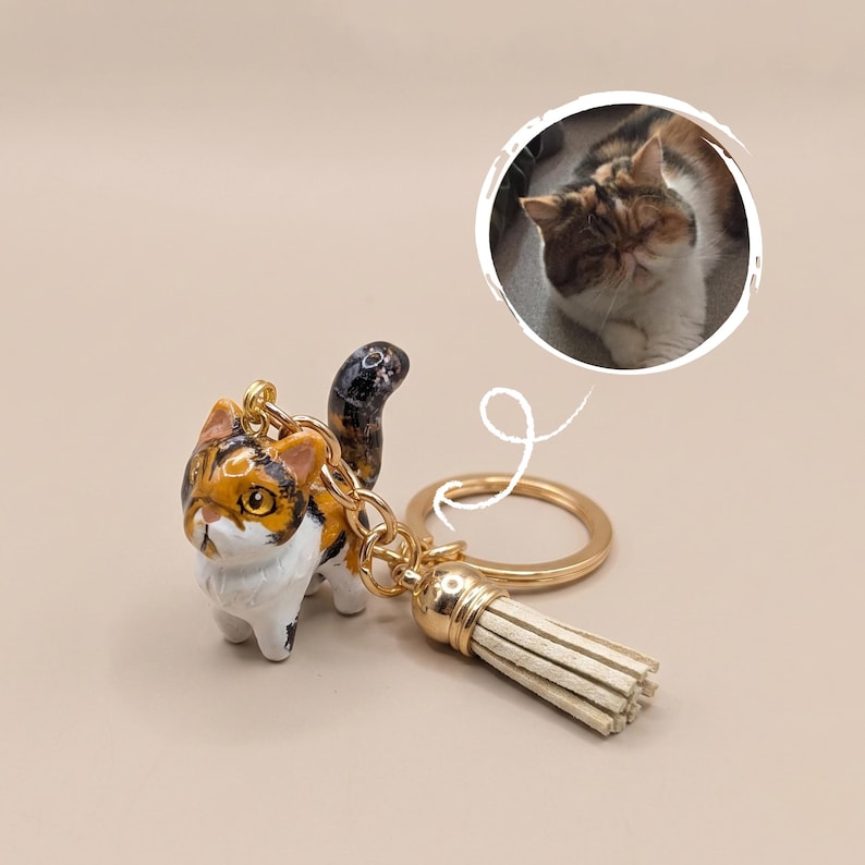 Anpassad kattnyckelring | Personlig present till husdjur och föräldrar | 3D-djurporträtt | Alla husdjur bild 4