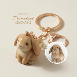 Custom Bunny Gift  | Pet Personalized Keychain | Heartfelt Pet Loss Memorial Keepsake | Any Animal