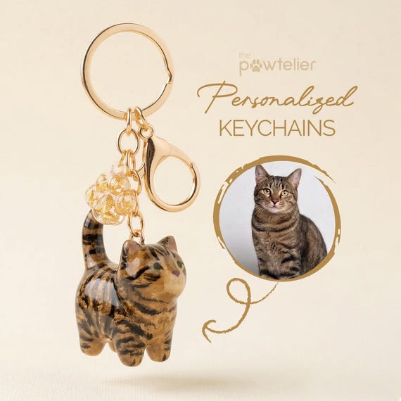 Custom Cat Keychain | Personalized Pet Parent Gift | 3D Animal Portrait | Any Pet