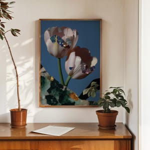 Gemstone Tulip Wall Art Print – Elegant Floral Poster with Crystal Details