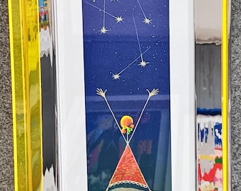 Spadająca Gwiazda. Meloniski z Villacidro. Oprawione dzieło. Oryginalny sitodruk wykonany we Włoszech.