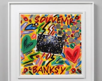 Souvenir Banksy. Bruno Donzelli. Œuvre encadrée. Édition limitée.