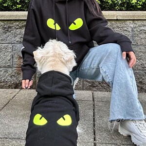 Ensemble assorti phosphorescent pour chien et maître | Ensemble à capuche en coton doux assorti pour animal de compagnie et humain | Vêtements pour chat | Cadeau pour chien maman | Vêtements pour chien