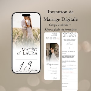 Canva Digital Wedding Invitation - Website Invitation with Countdown Timer, Excel RSVP Form | 100% Customizable