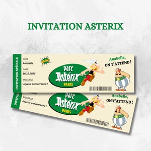 Parc Astérix-Ticket – Editierbare Parc Astérix-Einladung – herunterladbar und anpassbar, ideal als Überraschungsgeschenk und einzigartiges Souvenir