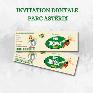 Ticket Parc Astérix Numérique - Invitation Modifiable Parc Astérix - Téléchargeable et Personnalisable, Idéal pour Cadeau Surprise