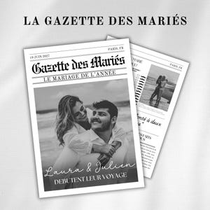 Gazeta de casamento personalizada | Modelo de diário de casamento francês | Programa de casamento | Diário de celebração de casamento personalizado