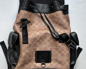 Backpack- Coach Black Leather Mini Daypack With Top Handle and