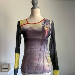 Vintage Cop Copine Girl Sheer Mesh Top | Y2K Longsleeve Transparent Top | MADE IN FRANCE