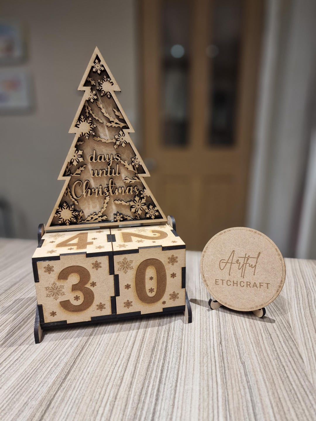 Christmas Countdown Wooden Tree Decor Laser Cut Holiday Charm - Etsy