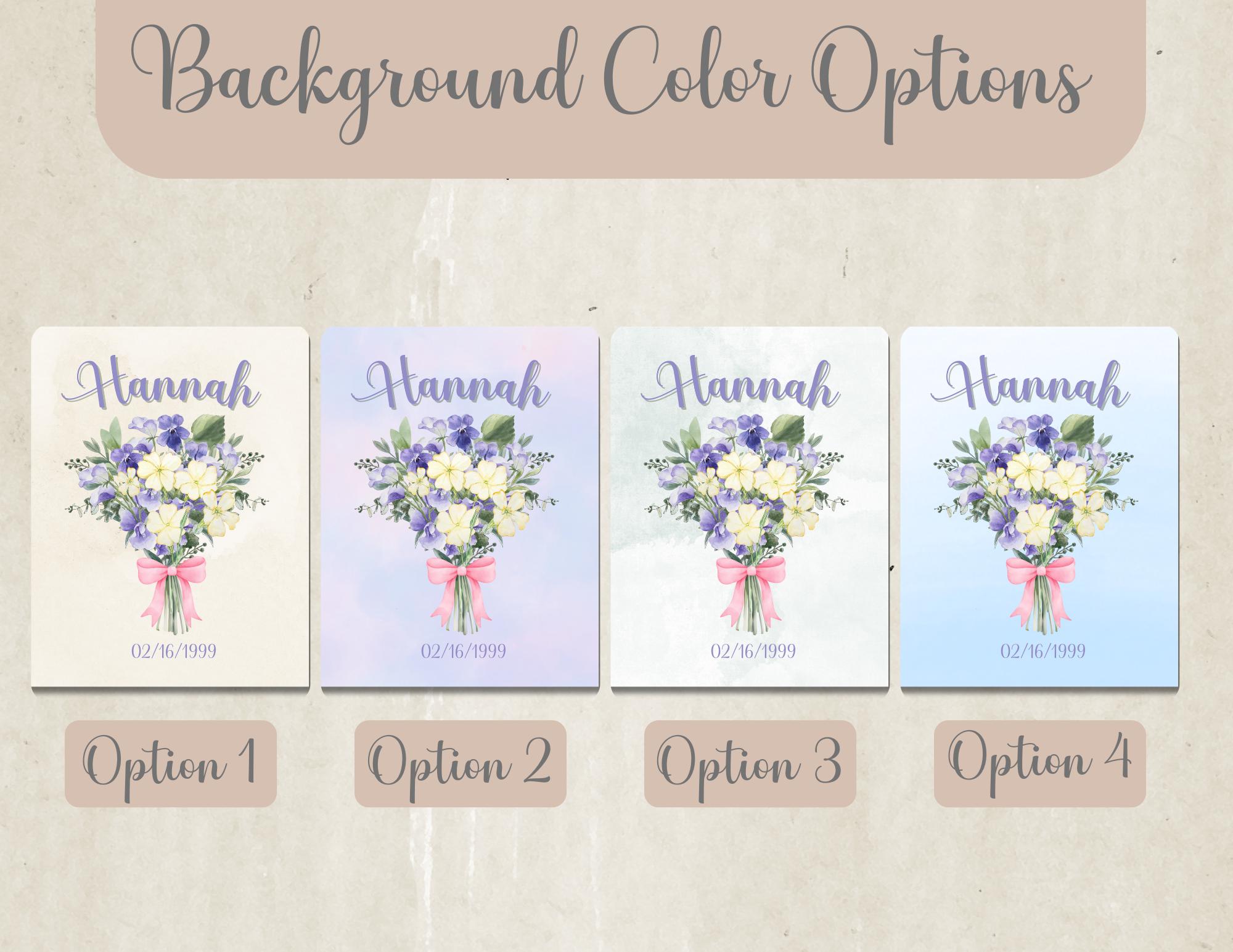 Printable February Birth Month Violet and Primrose Bouquet Birth Flower ...