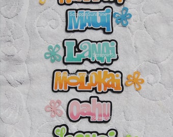 HAWAII Die Cut Title - You Choose from 6 Different Scrapbook Page Paper Pieces
