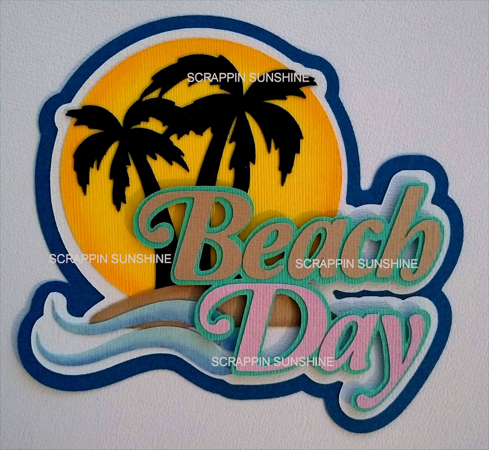 Beach Day Die Cut Title Beach Summer Vacation Scrapbook Page Etsy