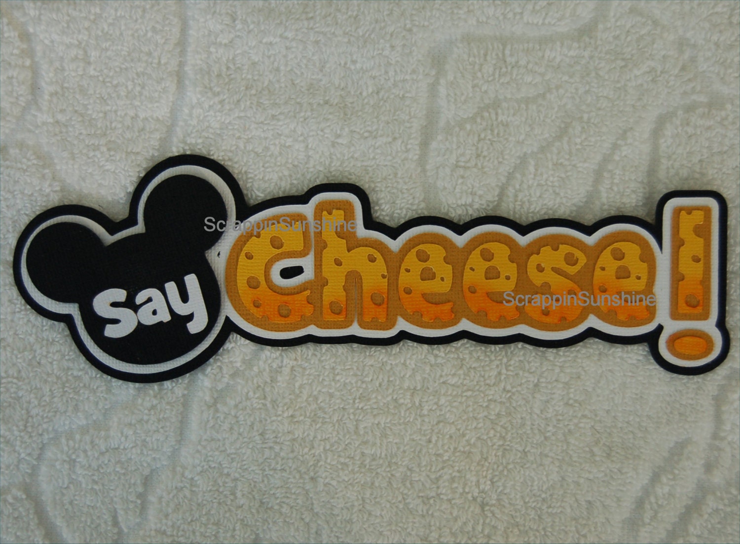 DISNEY Mickey Say Cheese Die Cut Title Scrapbook Page Paper Piece
